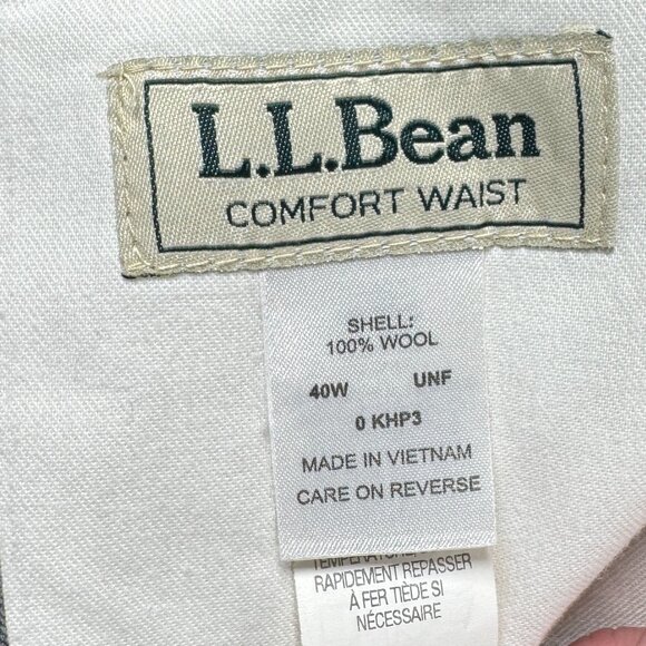 L.L. Bean Men’s 40W Gray Wool Dress Pants Comfort Waist Flat Front - Picture 4 of 14